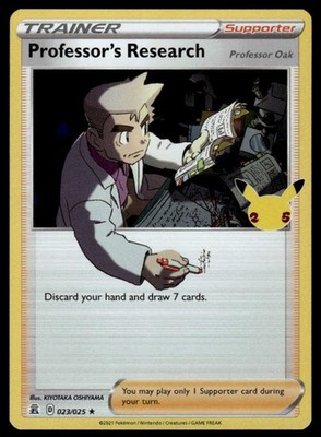 POKEMON PROFESSOR'S RESEARCH (PROFESSOR OAK) CELEBRATIONS 023/025 HOLO R NM/M