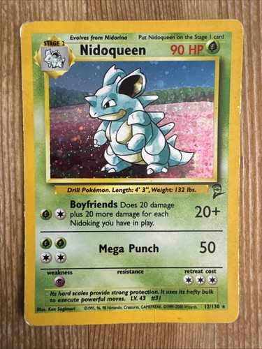 Nidoqueen - 12/130 - Pokemon Base Set 2 Holo Rare Card WOTC HP