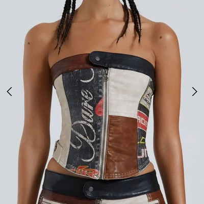 NEW Jaded London Daytona Faux Vegan Leather Strapless Top Zip Sz 0