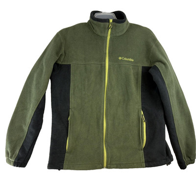 Columbia Steens Mountain Fleece Jacket Mens Large Green Black Full Zip