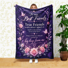 Pink Roses Butterflies Purple Floral Coral Fleece Blanket