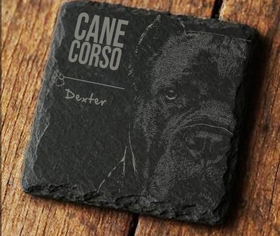 Cane Corso Schiefer Untersetzer, individuell personalisiert Name Foto Haustier Hund Geschenk-C11