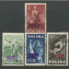 POLAND-1947 GROSZY SC # 413-16 ,FI # 437-40 ,-USED