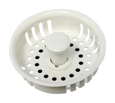 Plumb Pak PP820-26 White Plastic Kitchen Sink Basket Strainer 3-1/2 Dia. in.