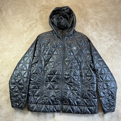 Outdoor Research Helium Insulated Hoodie Sz 1X Black Quilted Lightweight EUC