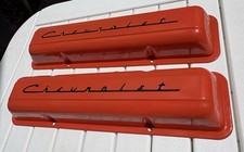 Chevy Sbc Valve Covers Chevy Orange Powder Coated Hand Painted Black Script