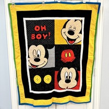 Quilted Mickey Mouse Baby Blanket Or Wall Hanging 45  Disney Gift