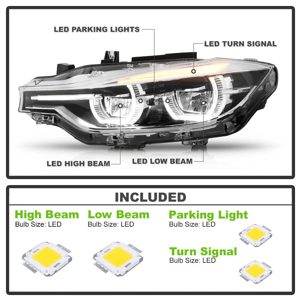 [FULL LED ESTILO LCI Ajuste Halógeno] Faros BMW F30 320i 328i 335i DRL 2012-15 Foto 3 de 4