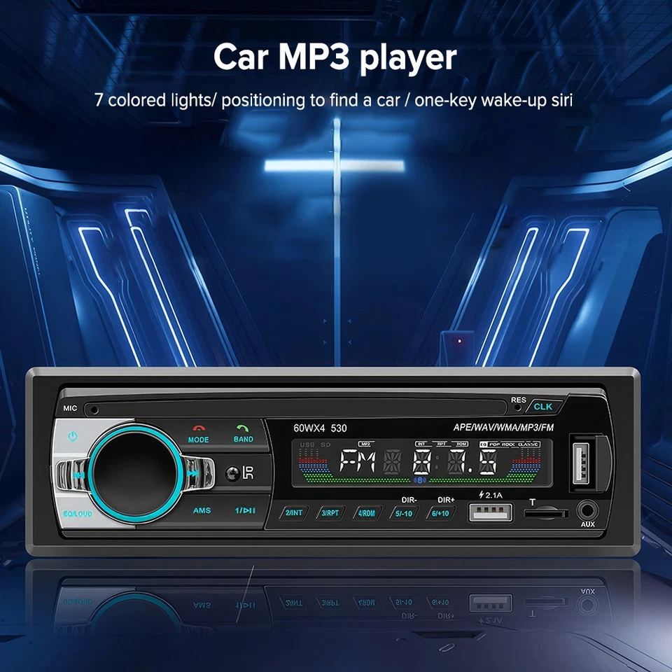 Single 1 DIN Car Stereo Radio Bluetooth MP3 Player AUX USB AM FM Audio Receiver - Image 3 of 4