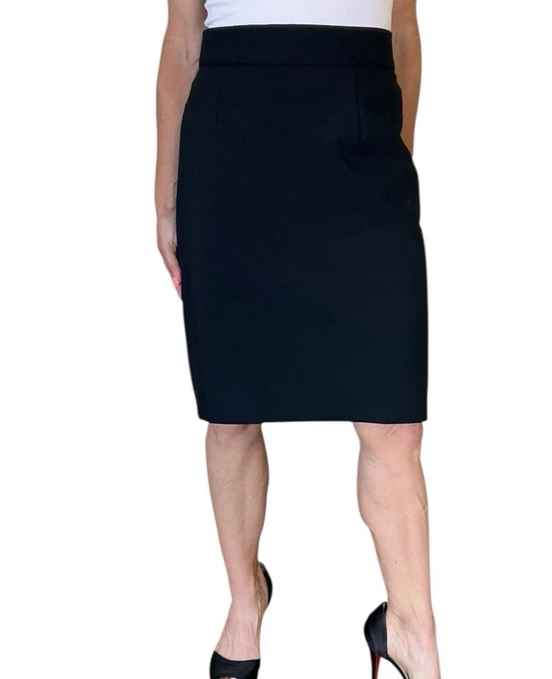LELA ROSE WOMEN'S 6 BLACK ESSENTIAL COTTON STRETCH PENCIL SKIRT USA - Image 2 of 4
