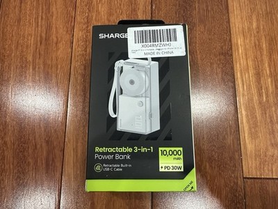 Sharge Retractable 3-in-1 Power Bank 10,000mAh