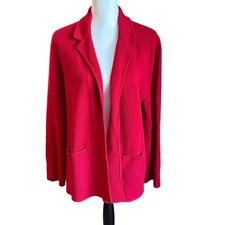 Talbots Petite Blazer Women's XLP Red Textured Knit Blazer Cardigan Jacket