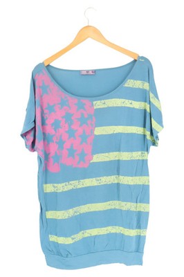 AJC Damen T-Shirt Gr. 32/XXS Mehrfarbig Casual Vintage Grafisches Muster