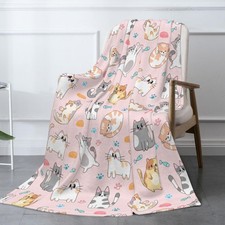 80x60 Inch Pink Cat Blanket Cozy Fluffy Plush Blankets With Cats Soft