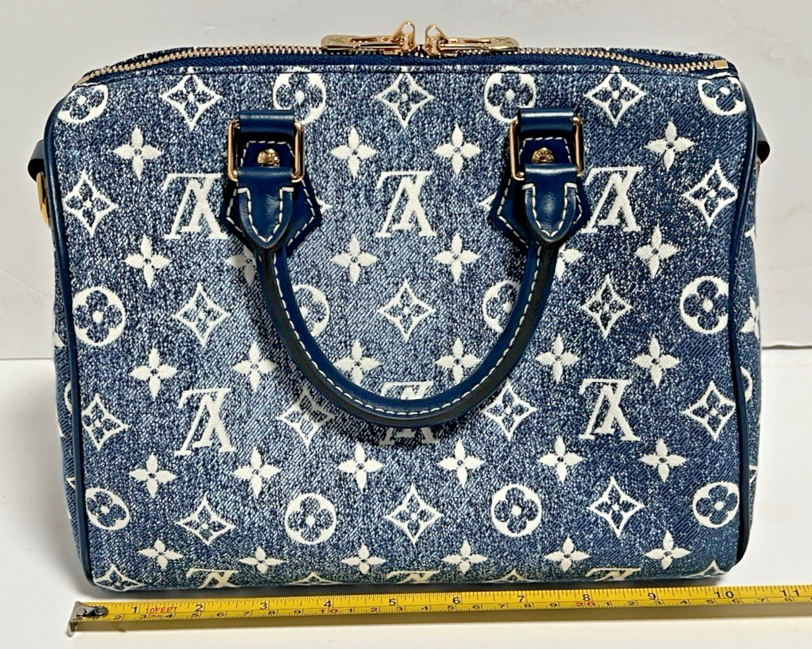 Louis Vuitton Speedy Bandouliere Duffle 25 Navy Blue Denim