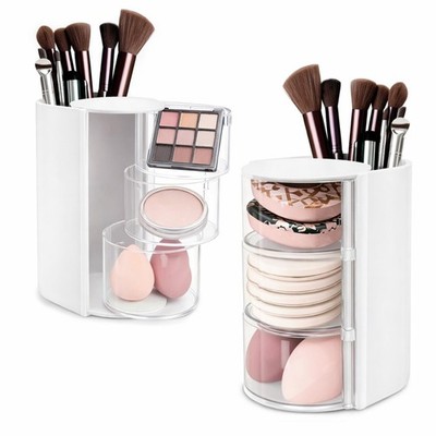 Hair Accessories Organizer with Brush Holder - Rotatable Makeup White