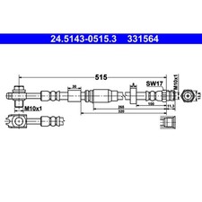 Bremsschlauch ATE 24.5143-0515.3 für VW Seat Skoda UP! Mii Citigo Load UP