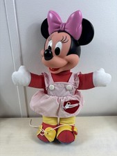 Vintage Disney Minnie Mouse Mattel Plush Doll 15" Button Toy Stuffed Washable