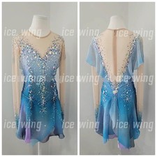 Figure Skating Dress Ice Skating Dress blue dyeing Competition Skating dress