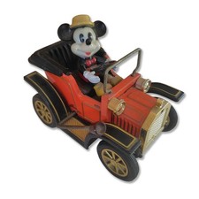 Tin Toy Masudaya Mainspring Mickey Mouse Classic Car, Orange, Made in Japan