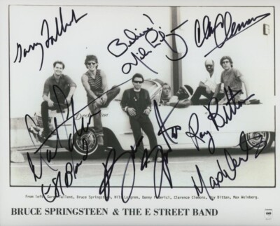 Bruce Springstee & E St. 8 x 10 Promotional  w/ Repro Signatures Free Top Loader