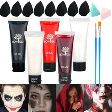 Bowtizki Cream Face Paint Kit Liquid Latex Fake Blood Kit Face Painting Sponges