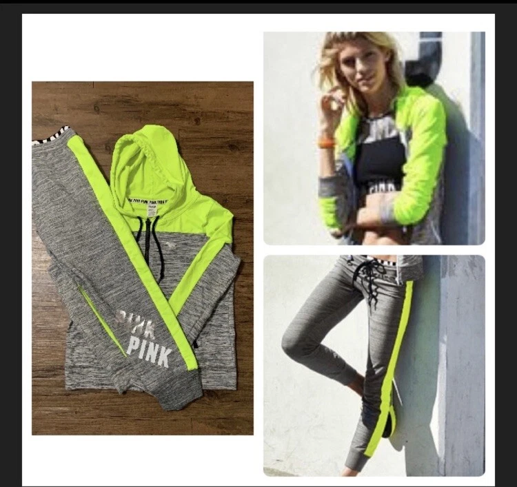 Victoria’s Secret Pink Ultimate Neon Hoodie/ Joggers Outfit set M