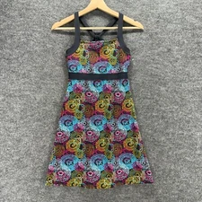 Soybu Dress Women XS Blue Geometric Sheath Midi Sleeveless Square Neck Casual