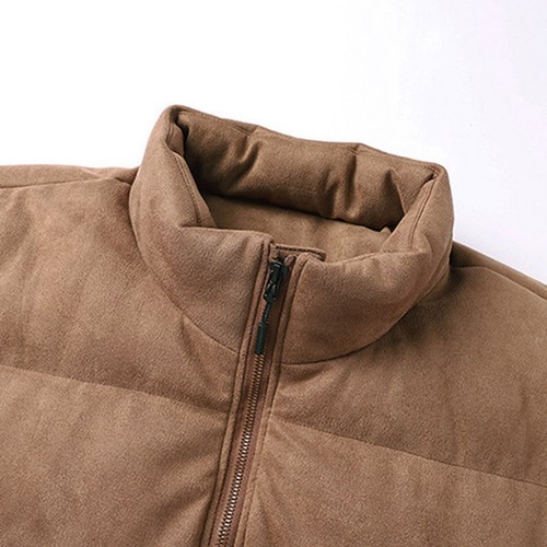 Male Winter Warm Plush Solid Pocket Coat Stand Collar Long Sleeve Zipper Jackets - Bild 13 von 31