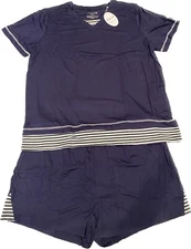 TIKTIK Pajamas Set Short Sleeve Sleepwear Women Navy-XL