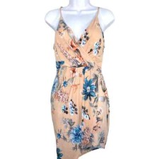NWOT Floral Print Wrap Surplice Dress - Pink- Large