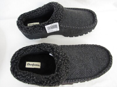 Dearfoams Memory Foam Slippers Mens Size M (9-10) Black Indoor