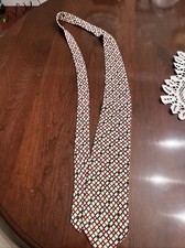 Brandini Men's Necktie Tie Silk Red White Blue Gray Geometric Made in USA Wide
