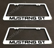 2x Mustanggt Stainless Chrome License Plate Frame Wscrew Caps