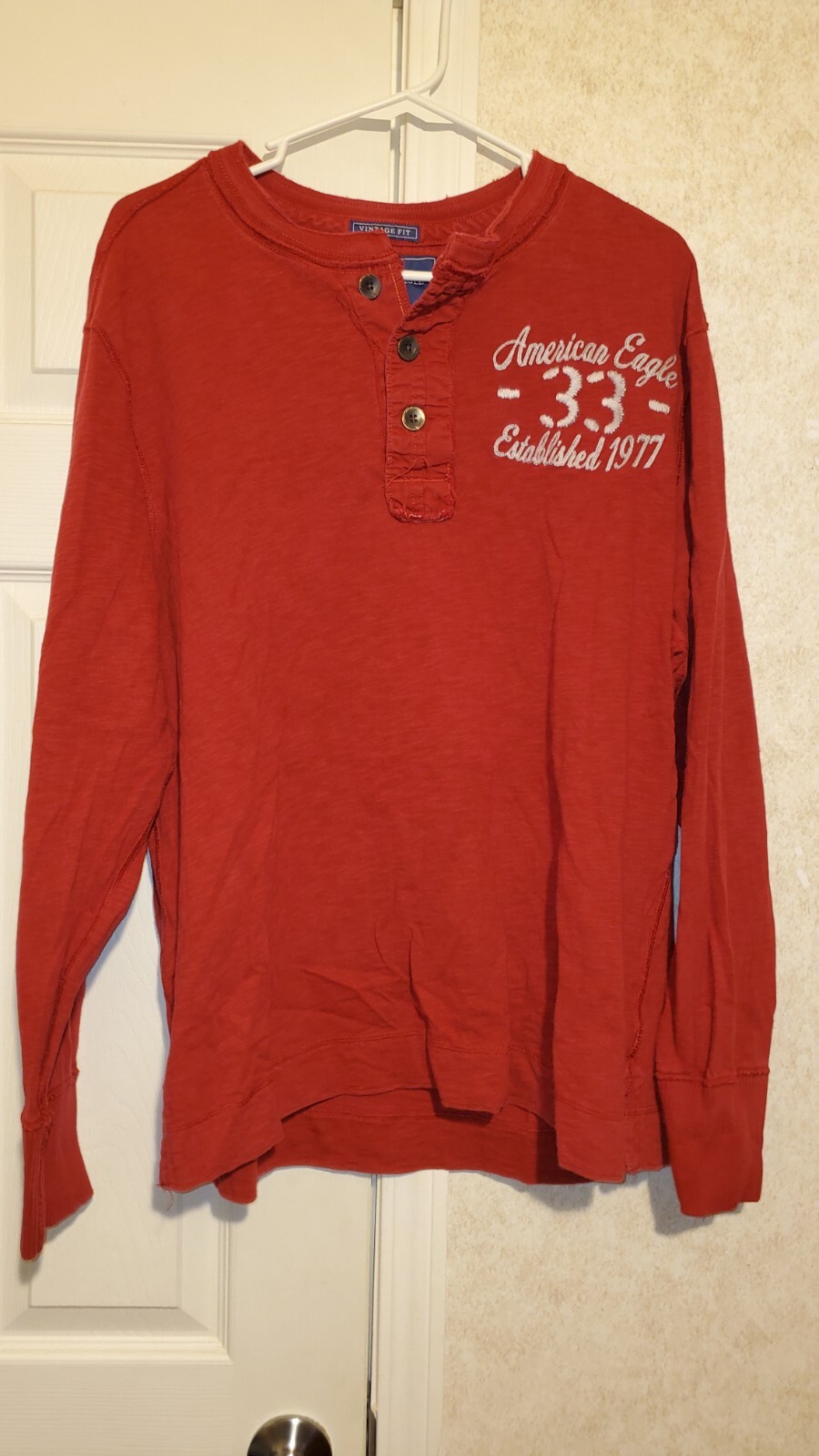 Vintage Fit American Eagle Long Sleeve Shirt XL Red Gem