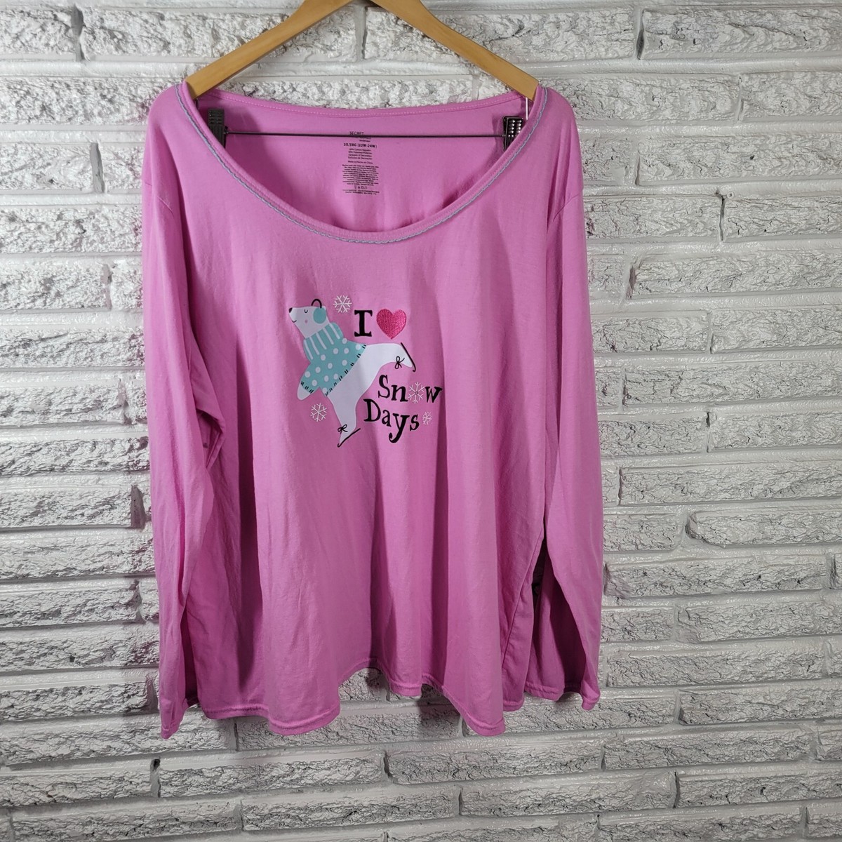 Secret Treasures Women Pajama Top 3X Pink Polar Bear Loungewear I
