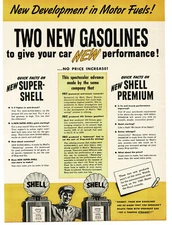 1940 Shell two new gasoline Super and Premium Vintage Print Ad