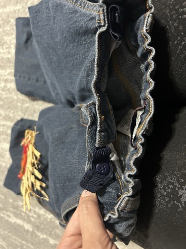 Handmade Kids Scarecrow Pants Blue Jeans Sz 6 Pumpkin Patch Halloween Adj. Waist - Picture 3 of 5