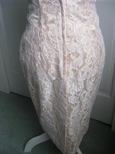 VTG 80s Scott McClintock Peach Strapless Dress & Jacket Lace Overlay USA Size 6 - Picture 5 of 18