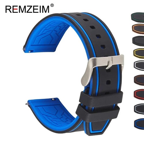 Rubber Silicone Watch Band Strap 20mm 22mm 24mm Women Men Green Red Black Sport - Picture 25 of 27