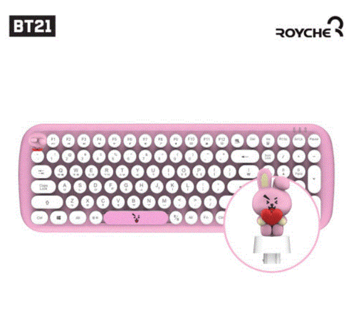 [BTS] BT21 Retro Wireless Keyboard with Character figure Keycap Royche Keyboard - Picture 12 of 16