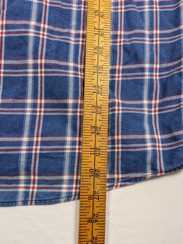 THE NORMAL BRAND Shirt Men’s Medium LS Cotton Flannel Button Up Blue Plaid Flaw - Picture 3 of 11