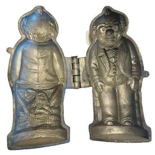 Vintage Pewter Foxy Grandpa Ice Cream / Chocolate Folk Art mold