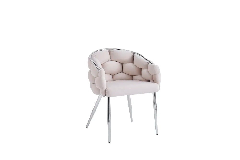 Chaise BALLON lot de 6 sièges beige et chrome pour sublimer votre salon