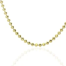 10K Yellow Gold 1.7-4mm Moon-Cut Beaded Dog Tag Chain (Solid Links) 16"-30"