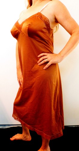 VANITY FAIR SEXY INDIVIDUELL GEFÄRBT BRAUN SEXY SLIPPERY NYLON SPITZE FULL SLIP 38 EVC - Bild 3 von 5