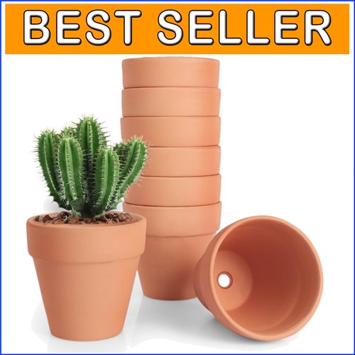 Durable 4-Inch Terracotta Pots with Drainage - Ideal for Indoor & Outdoor Use