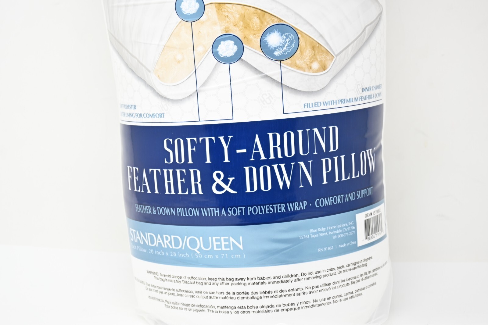 Hotel Grand SoftyAround Feather & Down Pillows 500 Thread Queen 20x28