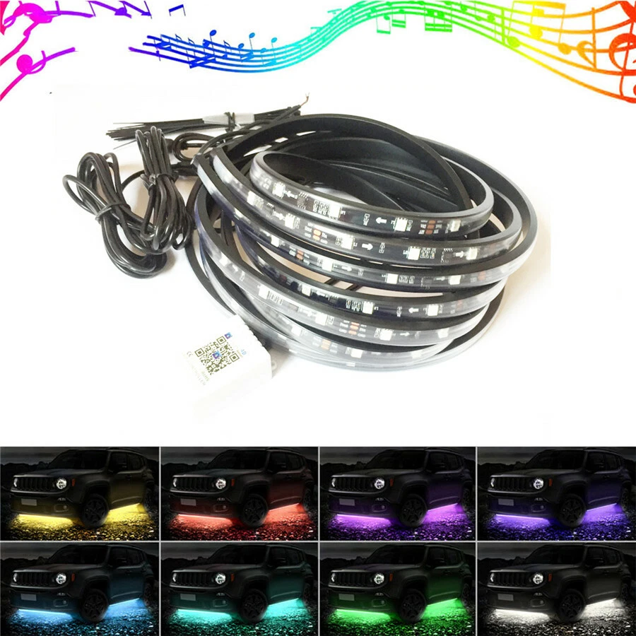 4x Flexible Colorful Chassis Lamp 5050 SMD LED Light Strip 210 Model APP Control - Image 3 of 4