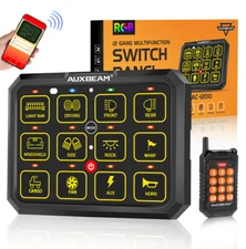 5.5In AUXBEAM RGB 12 Gang Switch Panel Relay System Box+Extension+Brackets+Cover